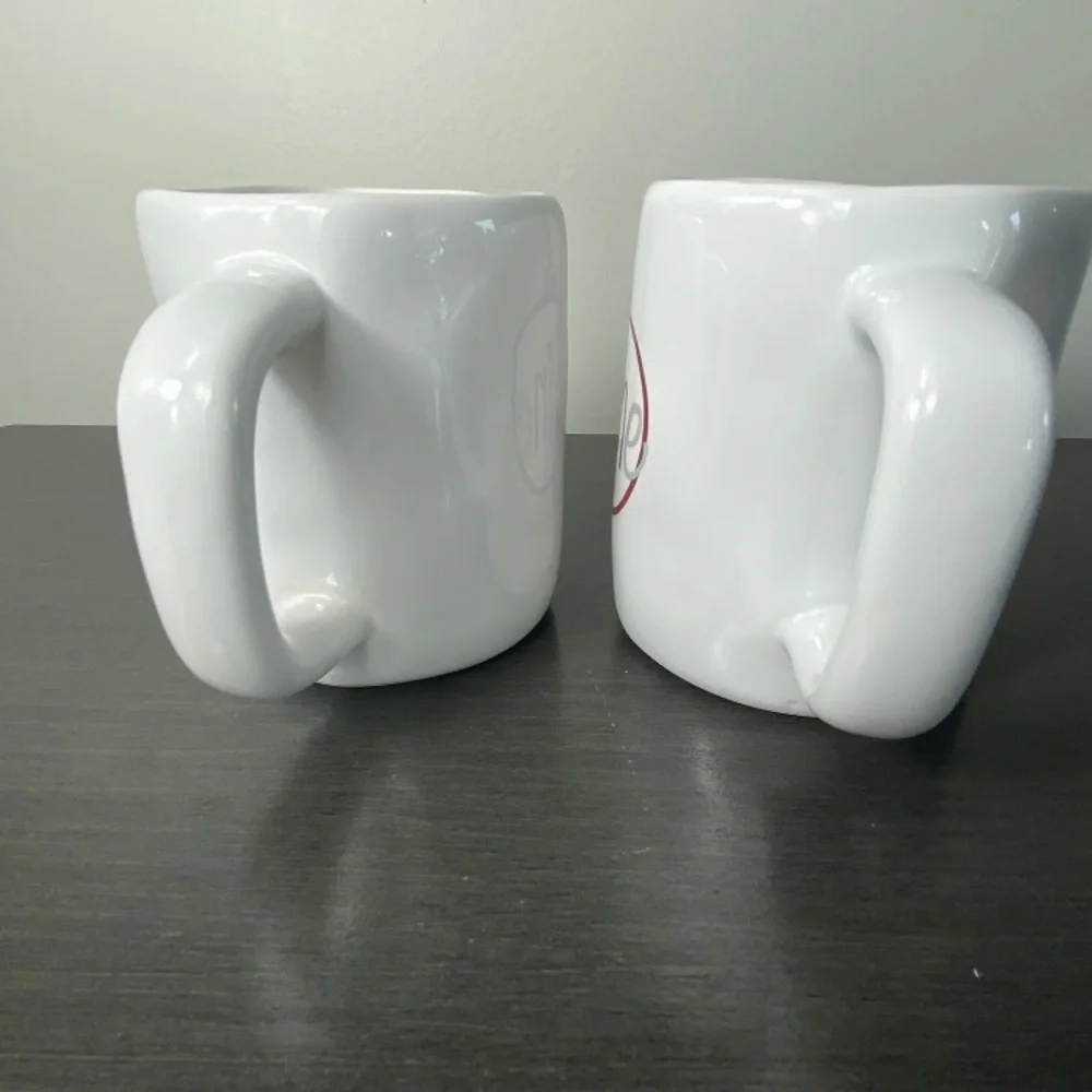 PIER 1 Set Of Two SHINE Holiday Christmas Ornament Coffee Cup Mug NWT, Retired